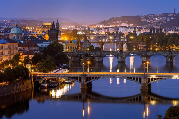 Laminated Bridges Over Vltava River Prague Czech Republic Photo Photograph Poster Dry Erase Sign 24x16