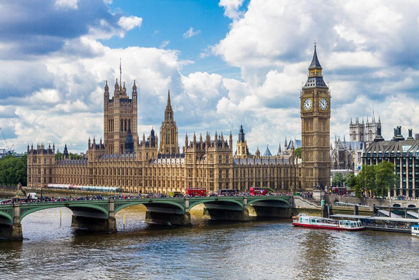 Laminated Big Ben and the House of Parliament London Photo Photograph Poster Dry Erase Sign 24x16