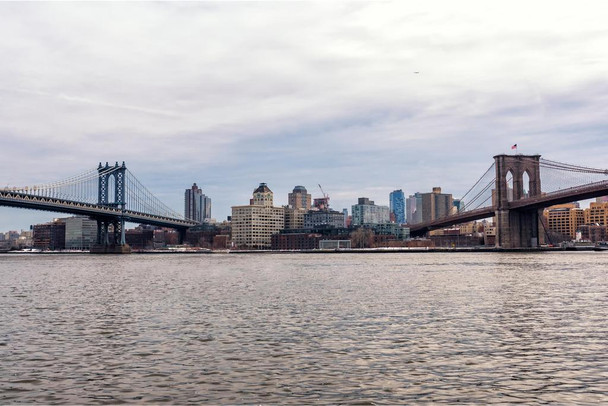 Laminated Manhattan and Brooklyn Bridges New York City Photo Photograph Poster Dry Erase Sign 24x16