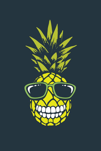 Laminated Smiling Pineapple in Sunglasses Poster Dry Erase Sign 16x24