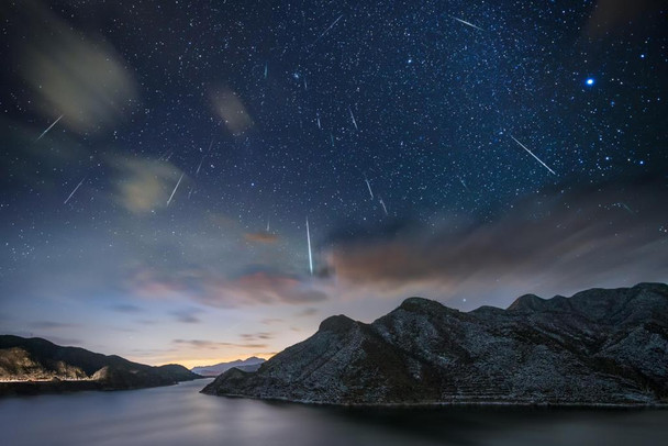 Laminated Geminids Meteor Shower Photo Photograph Poster Dry Erase Sign 24x16
