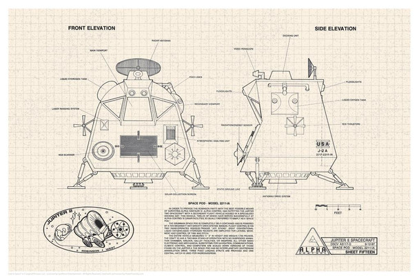 Lost In Space Space Pod Diagram Cool Wall Decor Art Print Poster 16x24