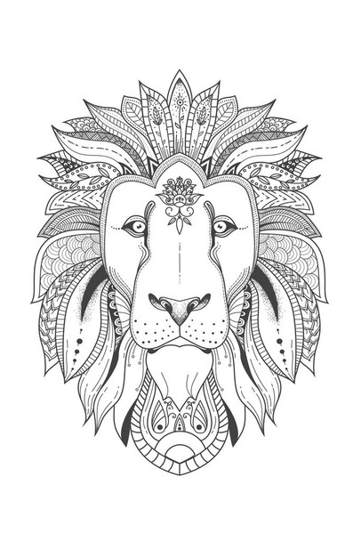 Laminated Lion Tribal Pattern Coloring Poster For Adults Relaxation Activity Social Distancing Color Your Own Arts and Crafts Poster Dry Erase Sign 16x24