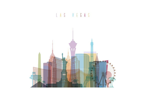 Laminated Las Vegas Strip Skyline Silhouette Poster Dry Erase Sign 16x24