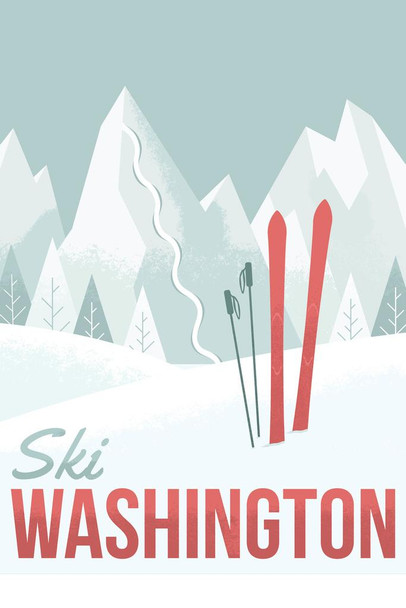 Laminated Ski Washington Retro Travel Poster Dry Erase Sign 16x24