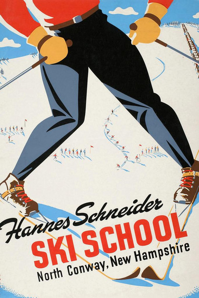 Hannes Schneider Ski School North Conway New Hampshire Vintage Ad Cool Wall Decor Art Print Poster 16x24