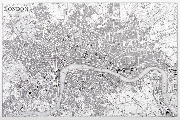 Map of London 1851 Engraving Art Cool Wall Decor Art Print Poster 24x16