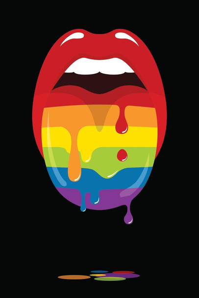 Mouth With Rainbow Tongue LGBTQ Pride Cool Wall Decor Art Print Poster 16x24