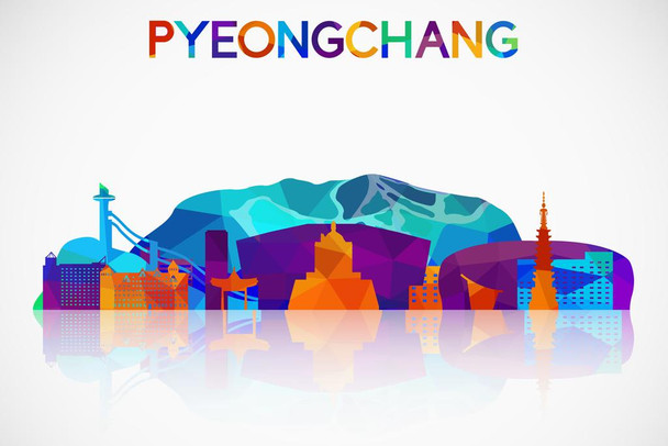 Laminated Pyeongchang South Korea Skyline Poster Dry Erase Sign 16x24