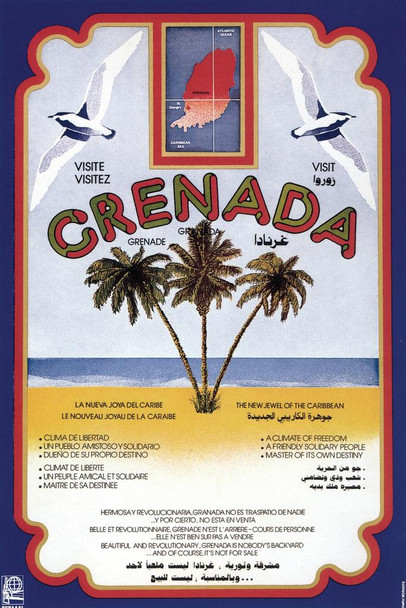 Laminated Grenada Vintage Travel Poster Dry Erase Sign 16x24