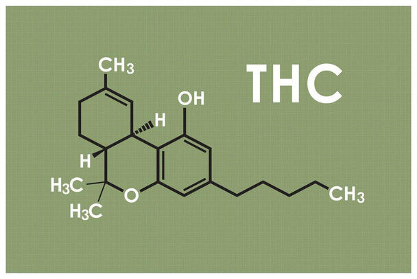 THC Marijuana Molecule Science Green Chemistry Weed Cannabis Room Dope Gifts Guys Propaganda Smoking Stoner Reefer Stoned Sign Buds Pothead Dorm Walls Cool Wall Decor Art Print Poster 16x24