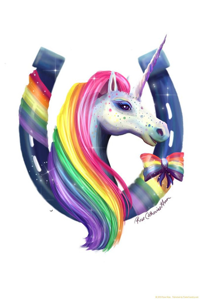 Lucky Horseshoe Rainbow Unicorn by Rose Khan Cool Wall Decor Art Print Poster 16x24
