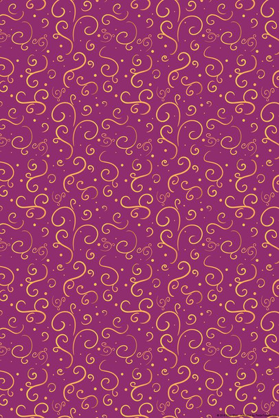 Magenta Gold Swirls Decorative Repeating Pattern Design by Rose Khan Cool Wall Decor Art Print Poster 16x24