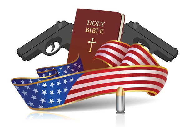 Laminated Guns and Holy Bible Patriotic Poster Dry Erase Sign 24x16