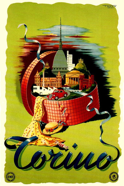 Torino Italy Vintage Illustration Travel Cool Wall Decor Art Print Poster 16x24