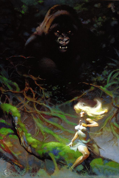 Frank Frazetta Kong Gorilla Fantasy Science Fiction Artwork Artist Monster Classic Vintage Retro Comic Book Magazine Cover 1970s Cool Wall Decor Art Print Poster 16x24