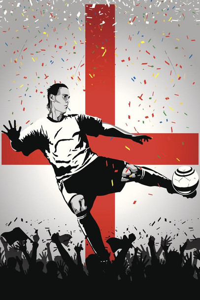 Laminated England Soccer Player Sports Poster Dry Erase Sign 16x24