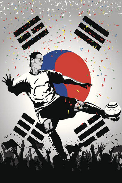 Laminated South Korea Soccer National Team Sports Poster Dry Erase Sign 16x24