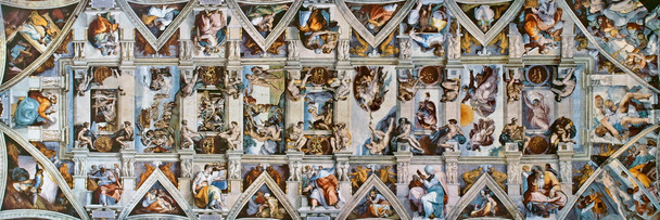 Michelangelo Sistine Chapel Ceiling Fine Art Panoramic Cool Wall Decor Art Print Poster 36x12