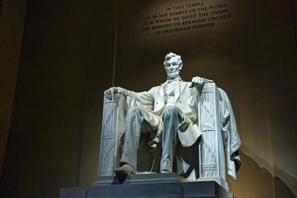 Laminated Abraham Lincoln Memorial Statue Washington DC Photo Photograph Poster Dry Erase Sign 24x16