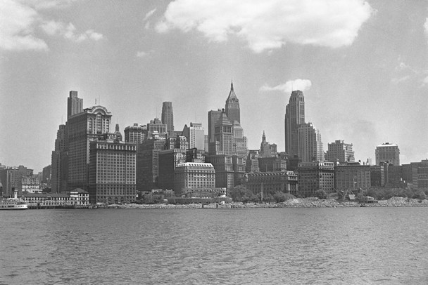 Laminated Manhattan New York City Skyline 1950s Archival Photo Photograph Poster Dry Erase Sign 24x16