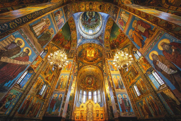 Laminated Inside Church Savior Spilled Blood St Petersburg Photo Photograph Poster Dry Erase Sign 24x16