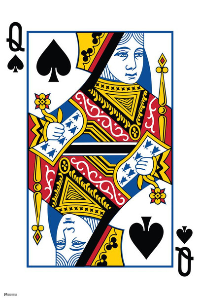 Queen of Spades Playing Card Art Poker Room Game Room Casino Gaming Face Card Blackjack Gambler Cool Wall Decor Art Print Poster 16x24