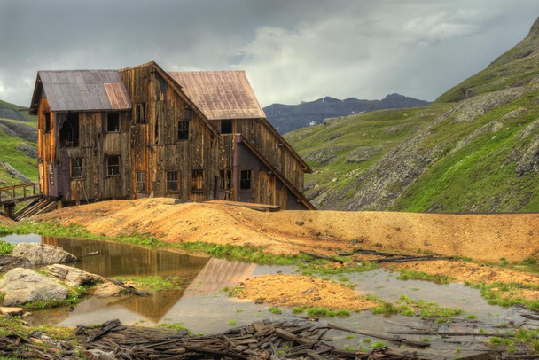 Laminated Old Abandoned Mining Building Telluride Colorado Photo Photograph Poster Dry Erase Sign 24x16