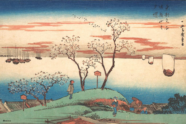Evening Cherry Blossoms at Gotenyama Utagawa Hiroshige Japanese Painting Japanese Woodblock Art Nature Asian Art Modern Home Decor Aesthetic Cool Wall Decor Art Print Poster 16x24