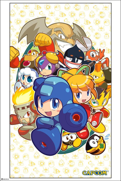 Mega Man Chibi Art Video Game Video Gamer Classic Retro Vintage 90s Gaming MegaMan Capcom Legacy Collection Megaman 11 Mega Man X Dr Wily Cool Wall Decor Art Print Poster 16x24