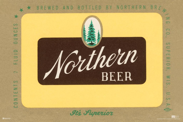 Northern Beer Superior Wisconsin Its Superior Label Vintage Brewery Decor Retro Decor Man Cave Stuff Bar Accessories Kitchen Decor Beer Signs Craft Beer Cool Wall Decor Art Print Poster 16x24