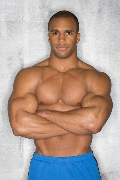 Laminated Male Body Builder With Arms Crossed Photo Photograph Poster Dry Erase Wall Art 16x24