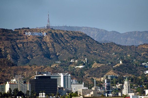 Laminated Los Angeles California Skyline Hollywood Sign Photo Photograph Poster Dry Erase Sign 24x16