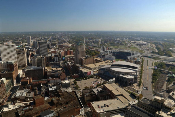 Laminated Aerial View Cleveland Ohio with Progressive Field Photo Photograph Poster Dry Erase Sign 24x16