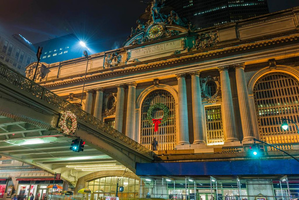 Laminated Grand Central Terminal at Night New York City Photo Photograph Poster Dry Erase Wall Art 24x16