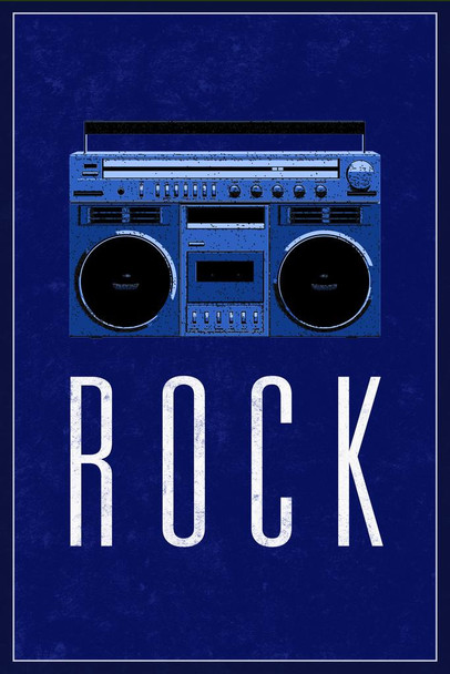 Rock Boombox Classic Radio Stereo Boom Box Tape Player Blue Cool Wall Art Print Poster 24x36