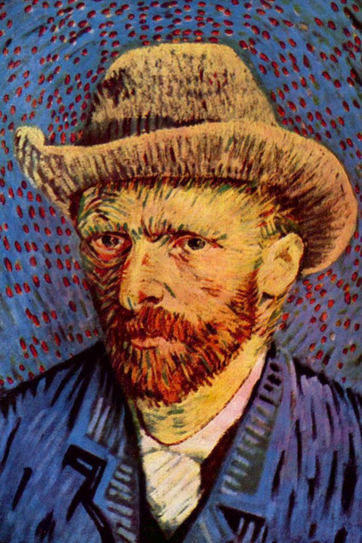 Vincent Van Gogh Self Portrait with Tan Hat Van Gogh Wall Art Impressionist Portrait Painting Style Fine Art Home Decor Realism Decorative Wall Decor Cool Wall Decor Art Print Poster 16x24