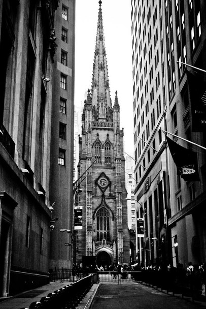 Laminated Trinity Church From Wall Street Lower Manhattan New York City NYC Photo Photograph Poster Dry Erase Sign 16x24