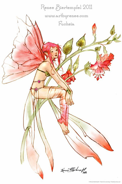 Laminated Fuchsia by Renee Biertempfel Fairy Fantasy Art Poster Dry Erase Wall Art 16x24