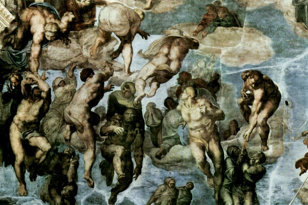 Laminated Michelangelo The Last Judgment Fresco Sistine Chapel Vatican City Poster Dry Erase Sign 24x16