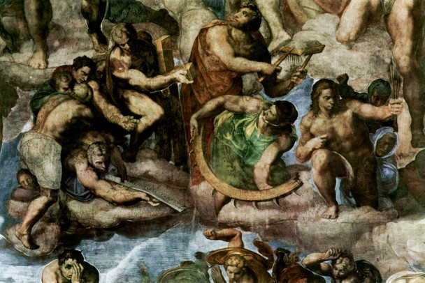 Laminated Michelangelo The Last Judgment Closeup Fresco Sistine Chapel Vatican City Poster Dry Erase Sign 24x16