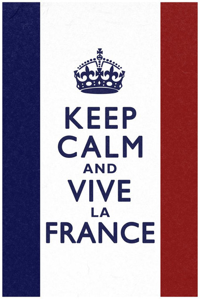 Laminated Keep Calm and Vive La France Flag Poster Dry Erase Sign 16x24