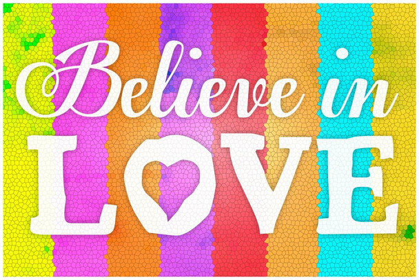 Laminated Believe In Love Poster Dry Erase Sign 16x24