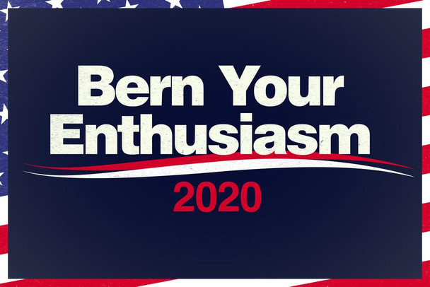 Laminated Bern Your Enthusiasm 2020 Campaign Poster Dry Erase Sign 24x16