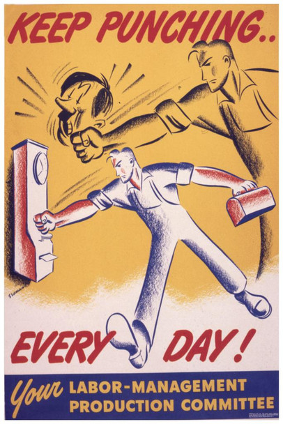 Laminated Keep Punching Every Day World War II Propaganda Poster Dry Erase Sign 16x24