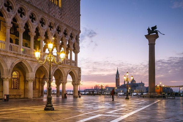 Laminated Dawn Over Piazza San Marco Venice Photo Photograph Poster Dry Erase Sign 16x24