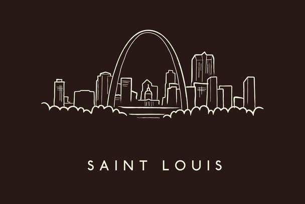 Laminated Saint Louis City Skyline Pencil Sketch Poster Dry Erase Sign 24x16