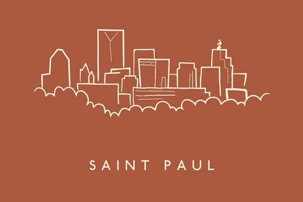 Laminated Saint Paul Skyline Pencil Sketch Poster Dry Erase Sign 24x16