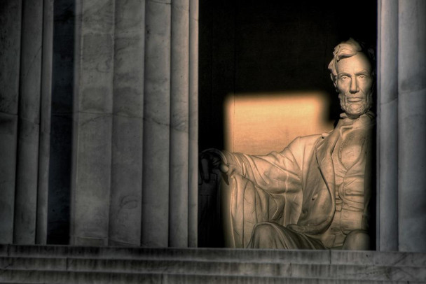 Laminated Abraham Lincoln Memorial At Sunrise Photo Photograph Poster Dry Erase Sign 24x16