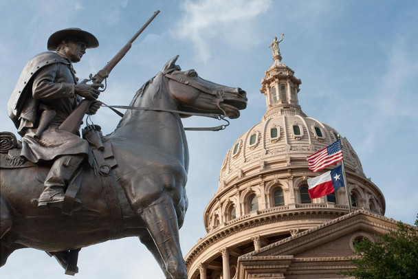 Laminated Terrys Texas Rangers Monument State Capitol Dome Photo Photograph Poster Dry Erase Wall Art 24x16